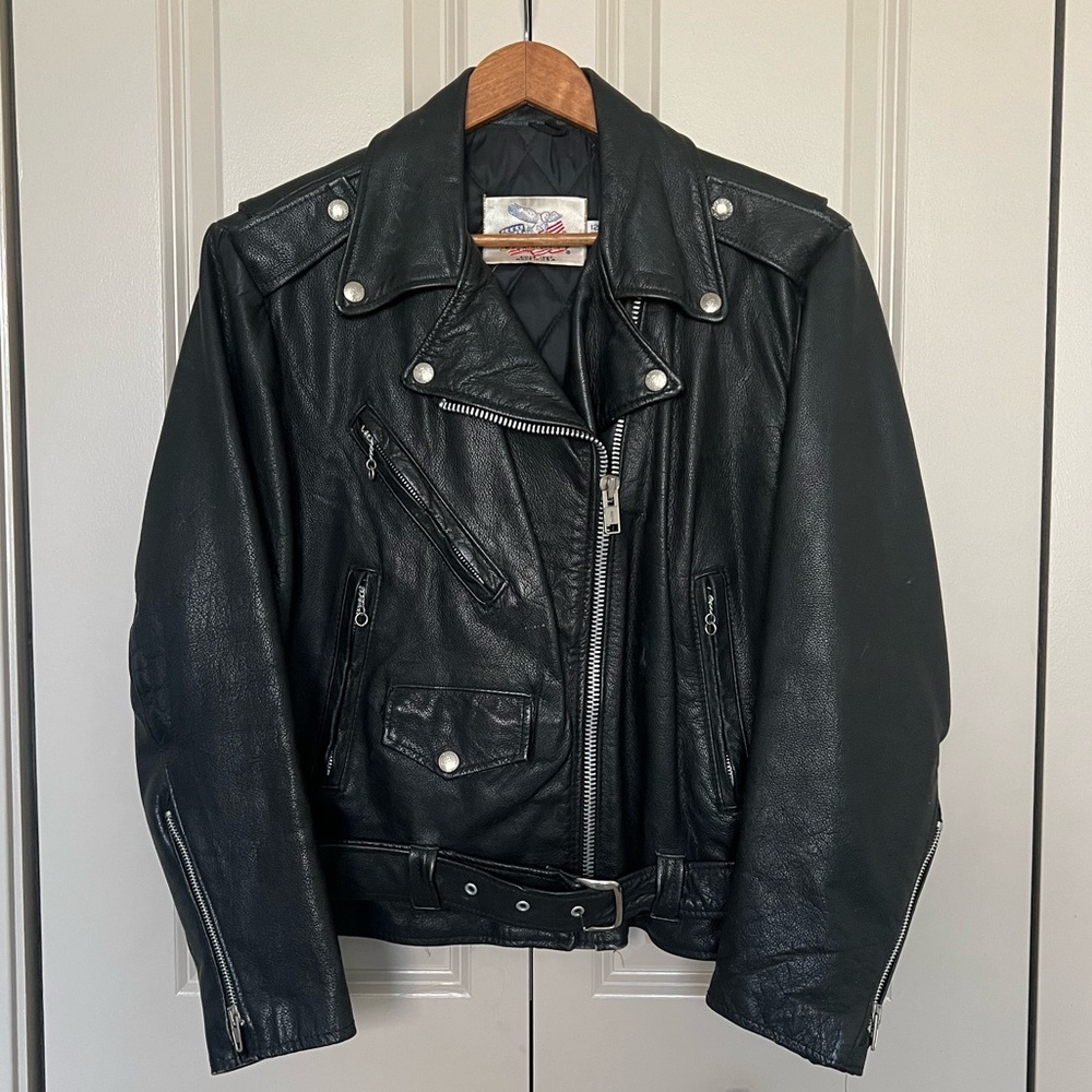 Black Excelled Vintage Motorcycle Leather Jacket